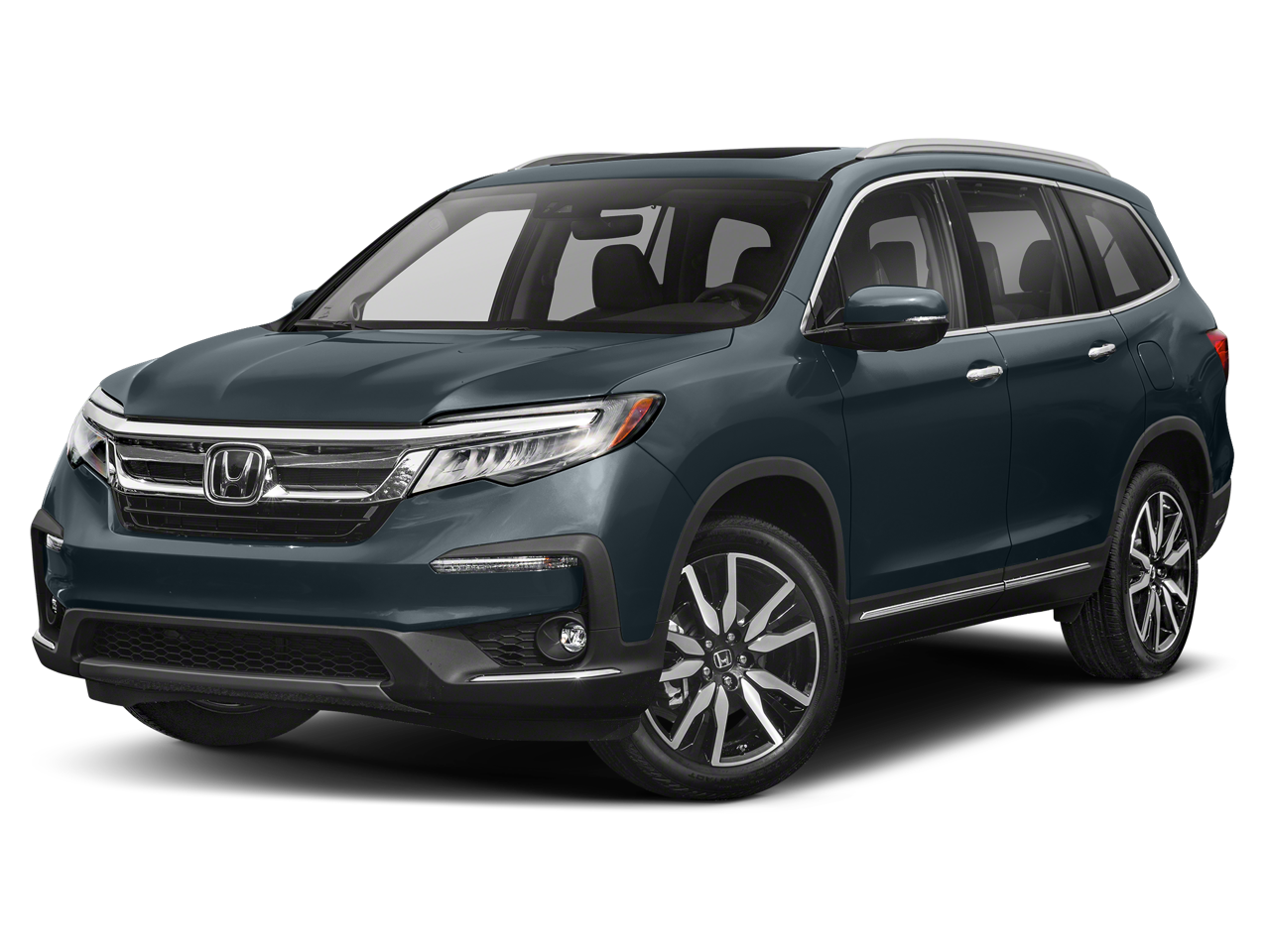 2019 Honda Pilot Elite in Steel Sapphire Metallic — front three-quarter view