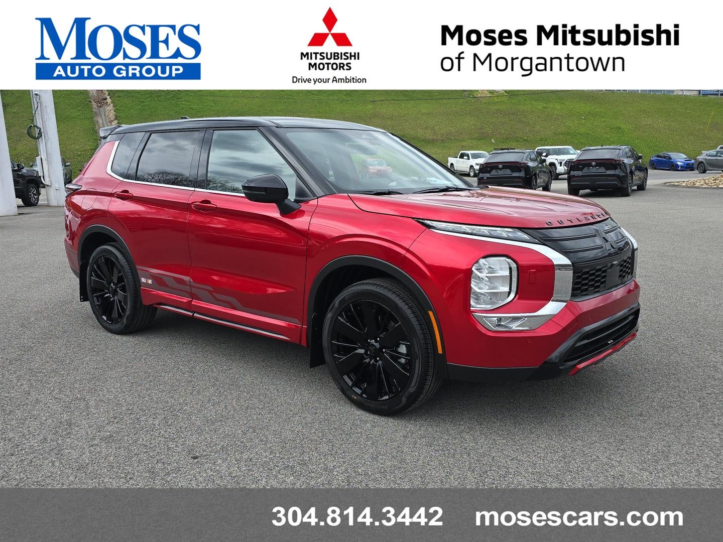 2026 Mitsubishi Outlander Ralliart in Red Diamond — front three-quarter view